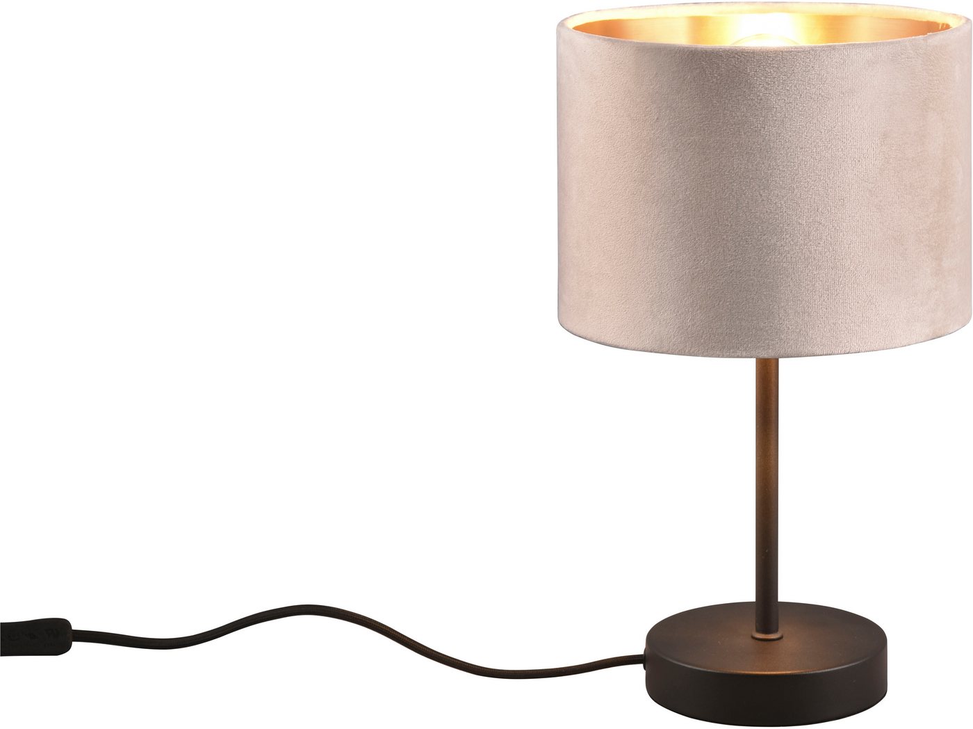 OTTO home Schreibtischlampe Jerrett, Tischlampe mit Samtschirm beige / gold Höhe 33 cm Ø 20cm, Ein-/Ausschalter, Leuchtmittel wechselbar, warmweiß - kaltweiß, T – Bild 2 von 5
