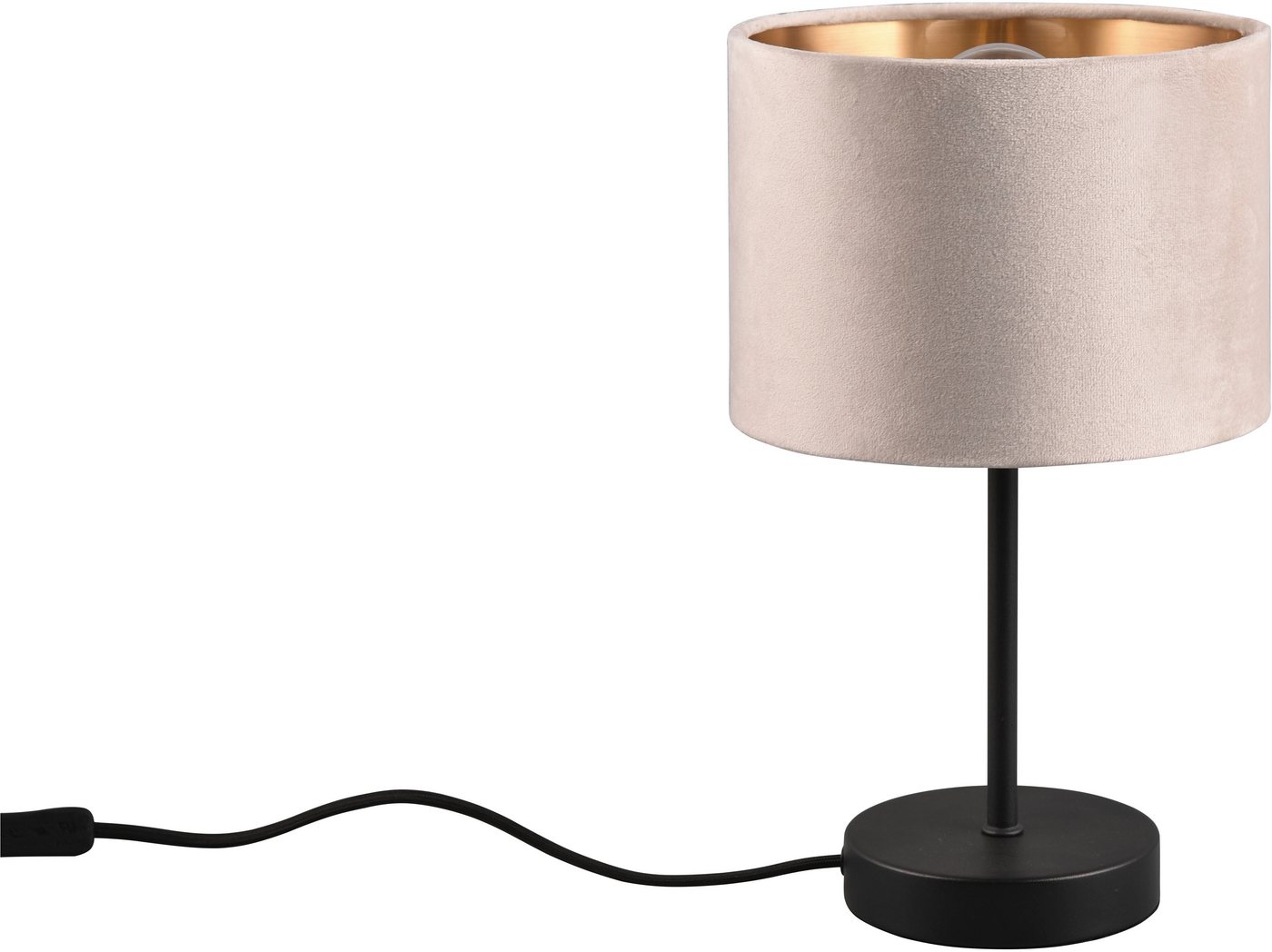 OTTO home Schreibtischlampe Jerrett, Tischlampe mit Samtschirm beige / gold Höhe 33 cm Ø 20cm, Ein-/Ausschalter, Leuchtmittel wechselbar, warmweiß - kaltweiß, T – Bild 3 von 5