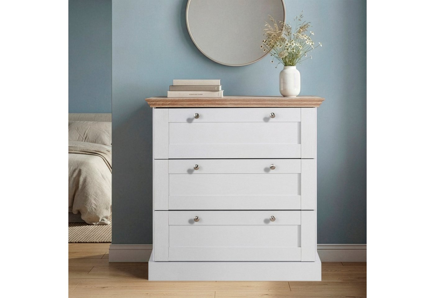 OTTO home Schubkastenkommode Binz, mit schönen Metallgriffen, 3 Schubladen, Breite 75 cm – Bild 2 von 5