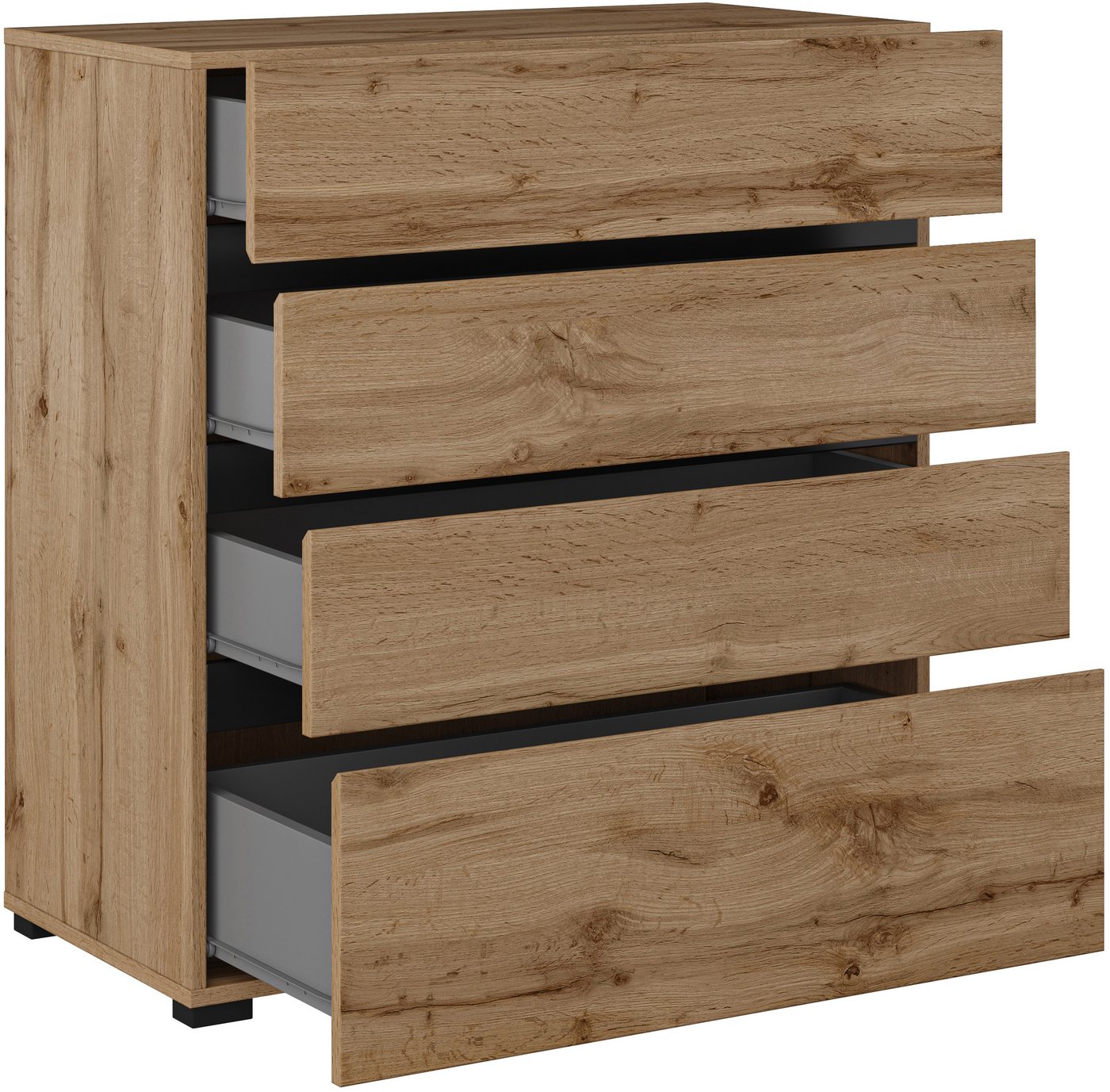 OTTO home Schubkastenkommode Cross, moderne grifflose Kommode, 80x40x85cm (BxTxH), Schubladenschrank, Sideboard mit 4 Schubkasten – Bild 3 von 5