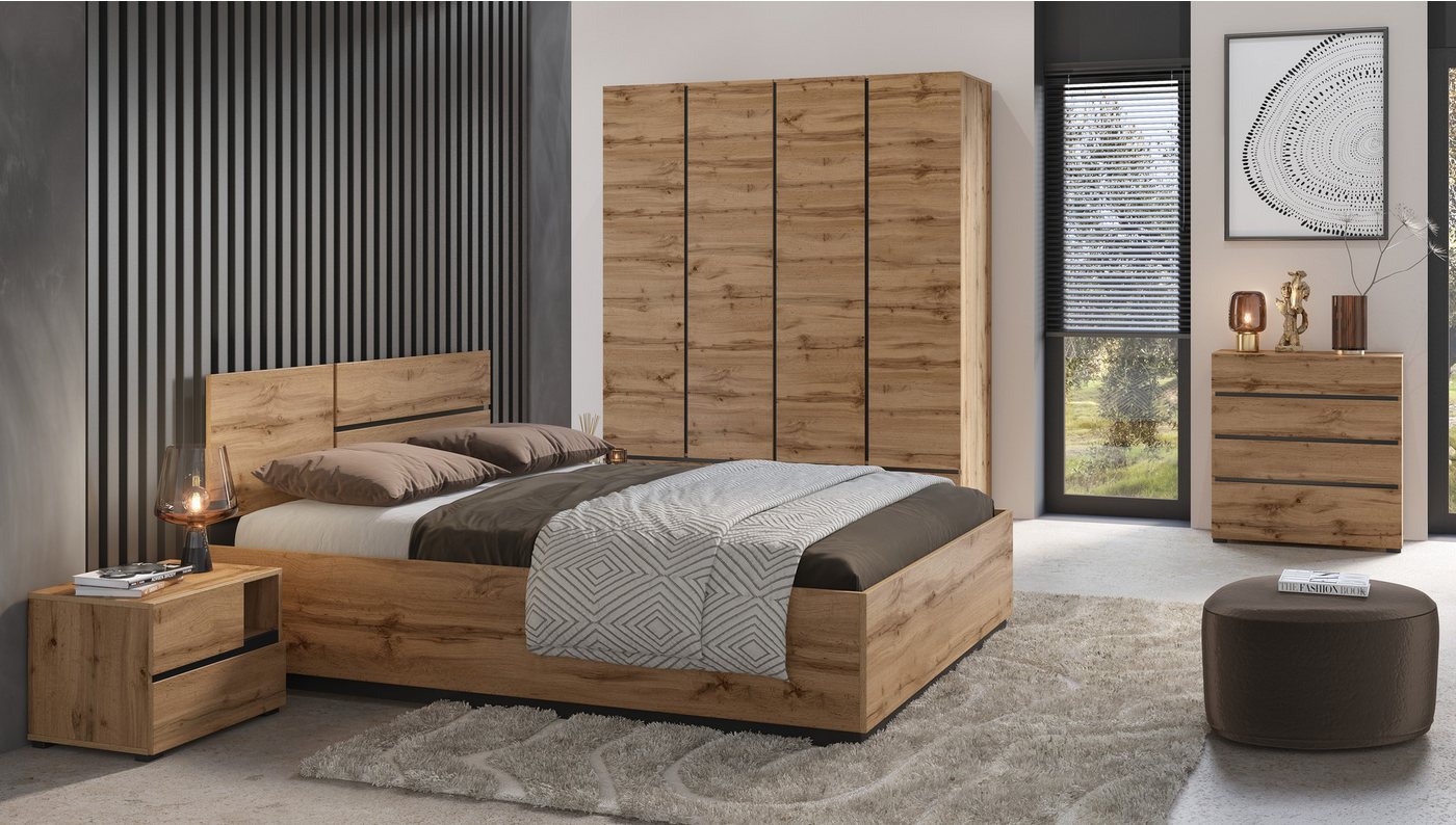 OTTO home Schubkastenkommode Cross, moderne grifflose Kommode, 80x40x85cm (BxTxH), Schubladenschrank, Sideboard mit 4 Schubkasten – Bild 5 von 5