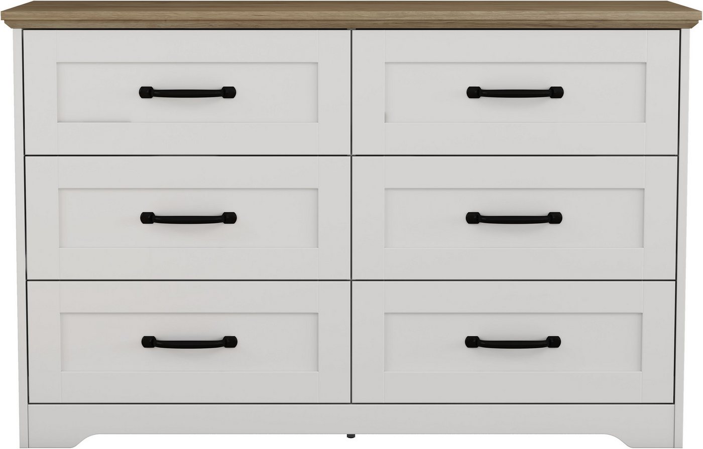OTTO home Schubkastenkommode Emmilia Sideboard Schubladenschrank Wäscheschrank im Landhaus Design (Scandi Design mit 6 Schubladen für viel Stauraum im Schlafzim – Bild 2 von 5