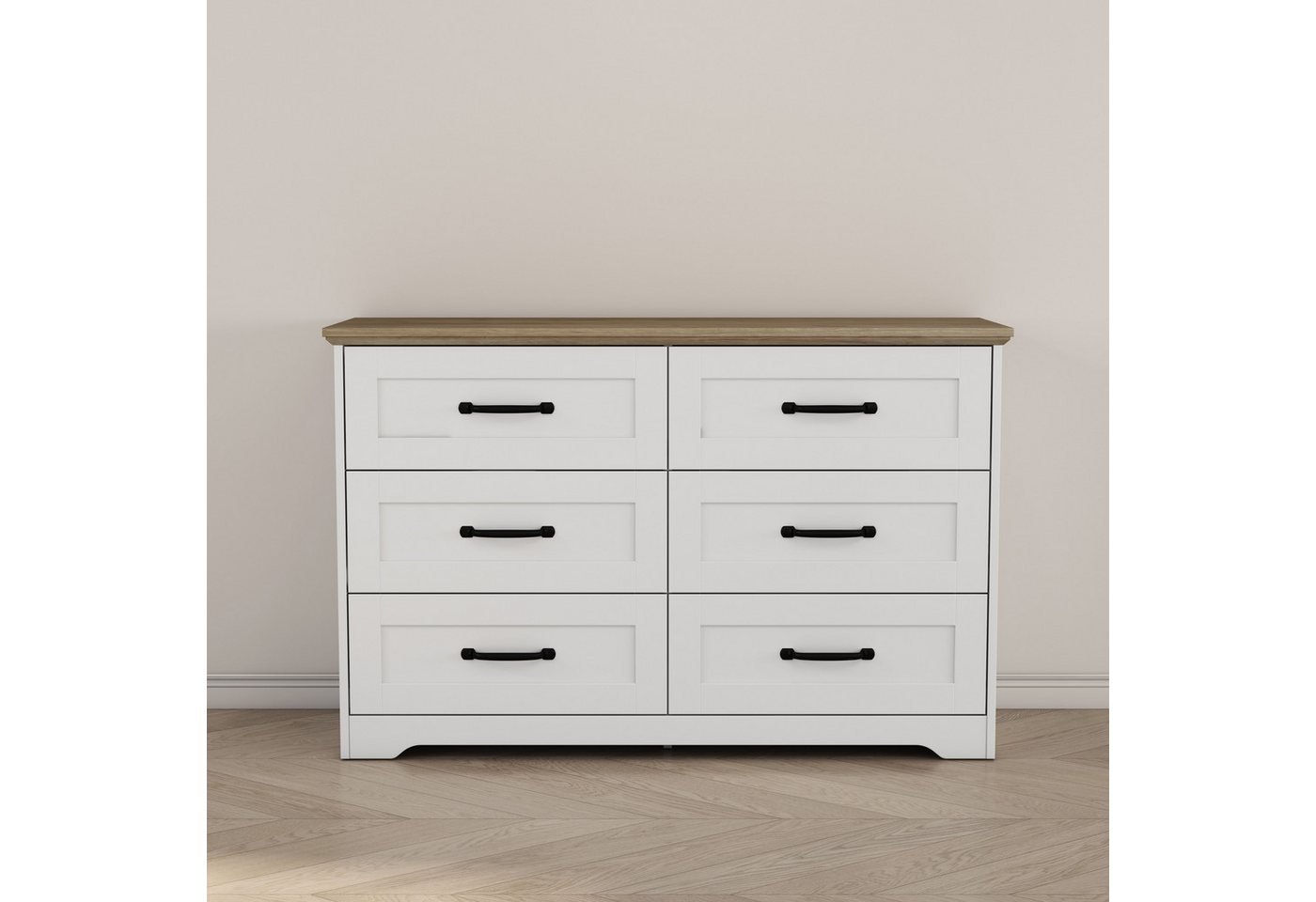 OTTO home Schubkastenkommode Emmilia Sideboard Schubladenschrank Wäscheschrank im Landhaus Design (Scandi Design mit 6 Schubladen für viel Stauraum im Schlafzim – Bild 3 von 5