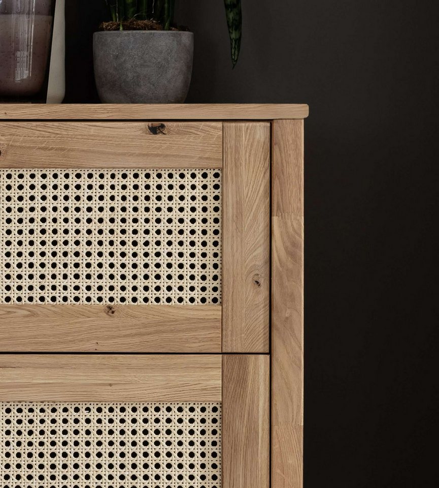 OTTO home Schubkastenkommode Hällevik, Kommode, Aufbewahrung, mit 2 geräumige Schubladen, Scandi (1 St), Schubladenfronten mit Wiener Geflecht, massive Eiche, S – Bild 5 von 5