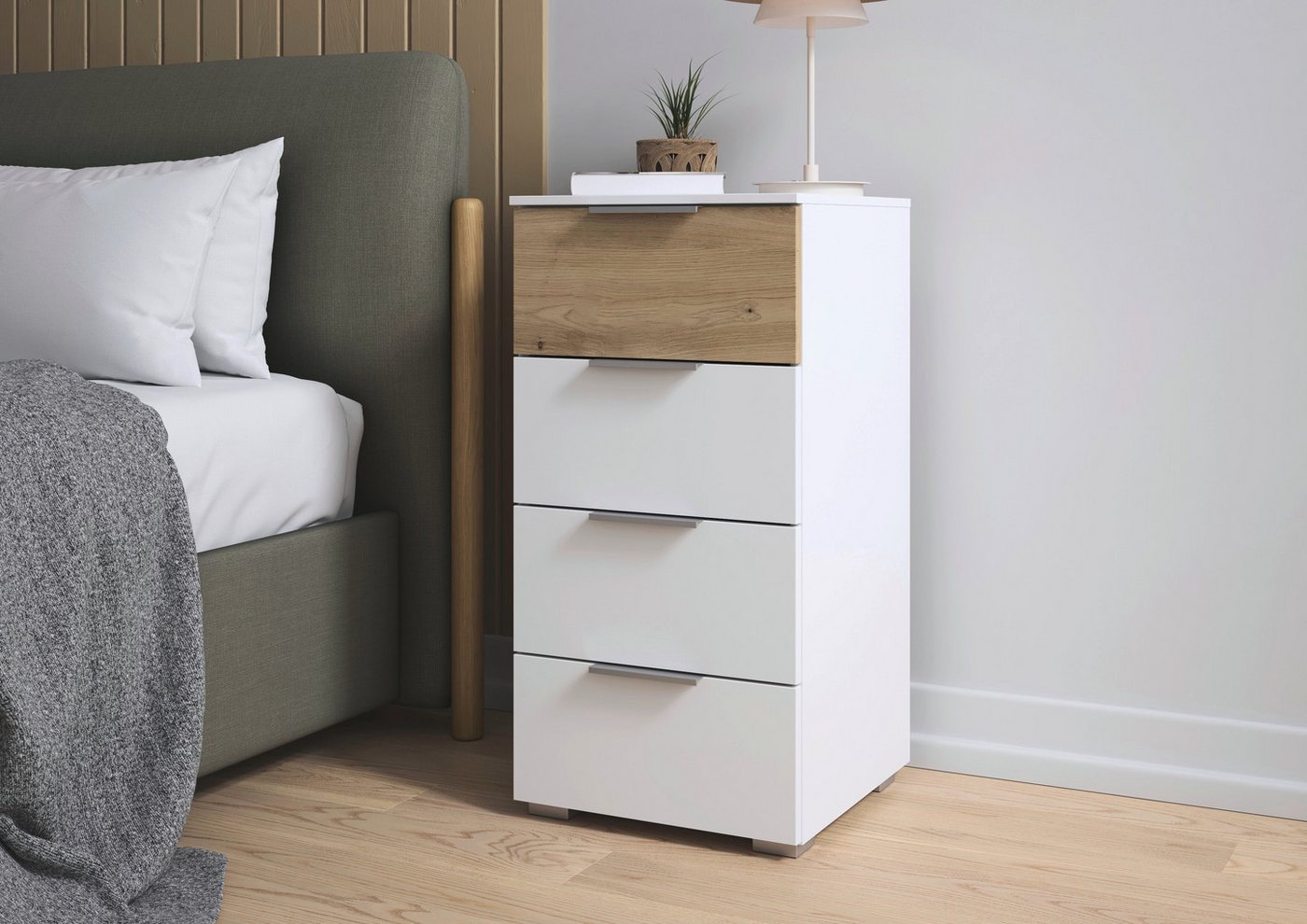 OTTO home Schubkastenkommode Highboard Sideboard Schubladenkommode Kommode Schlafzimmer ASTANA (Breite 40 cm / Höhe 81 cm), mit 4 geräumigen Schubladen, Kanteng – Bild 2 von 5