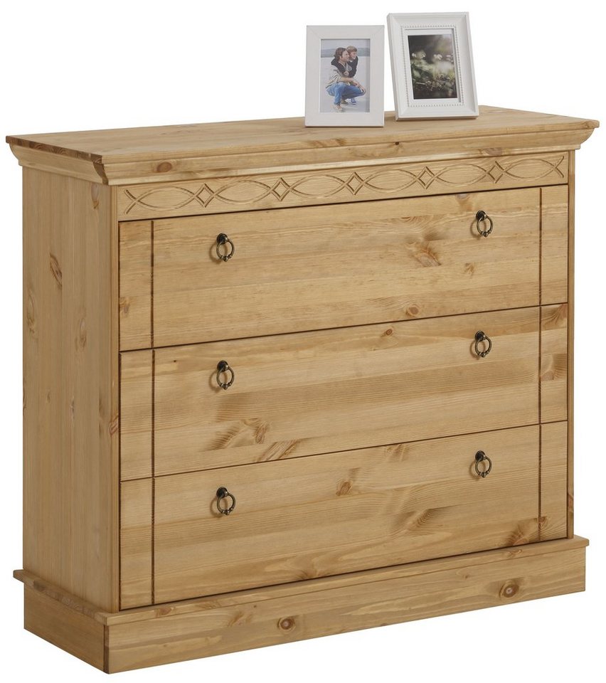 OTTO home Schubkastenkommode Indra, aus massiver Kiefer, mit 3 Schubladen, Breite: 100 cm – Bild 5 von 5