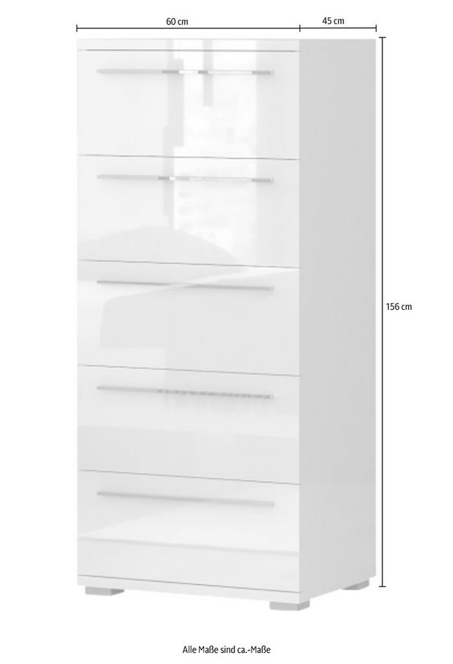 OTTO home Schubkastenkommode Piano, mit 4 oder 5 Schubladen, FSC-zertifizierter Holzwerkstoff, UV lackiert hochglänzend,Soft-Close Funktion, in 2 Breiten und 2  – Bild 3 von 5