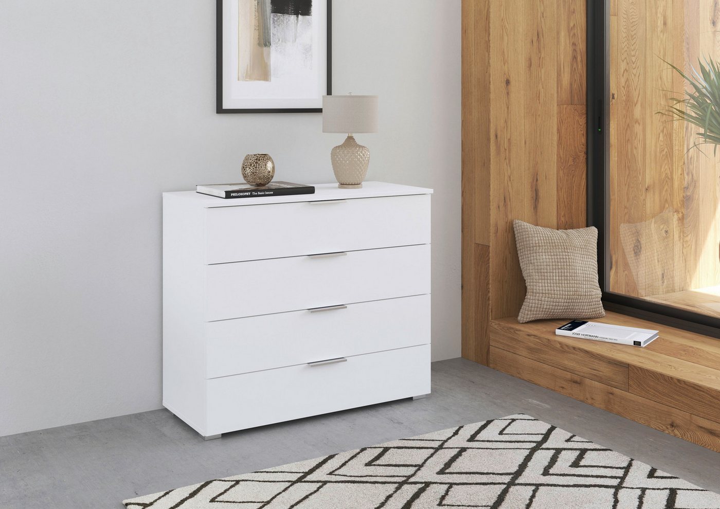 OTTO home Schubkastenkommode Sideboard Schubladenkommode AGORDO mit Dekor- oder Hochglanzfront (in zwei Griff-Farben, Breite 80 cm), vier große und geräumige Sc – Bild 2 von 5