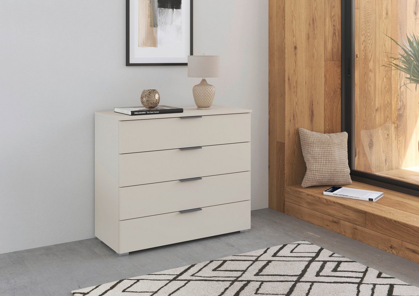 OTTO home Schubkastenkommode Sideboard Schubladenkommode AGORDO mit Dekor- oder Hochglanzfront (in zwei Griff-Farben, Breite 80 cm), vier große und geräumige Sc – Bild 2 von 5