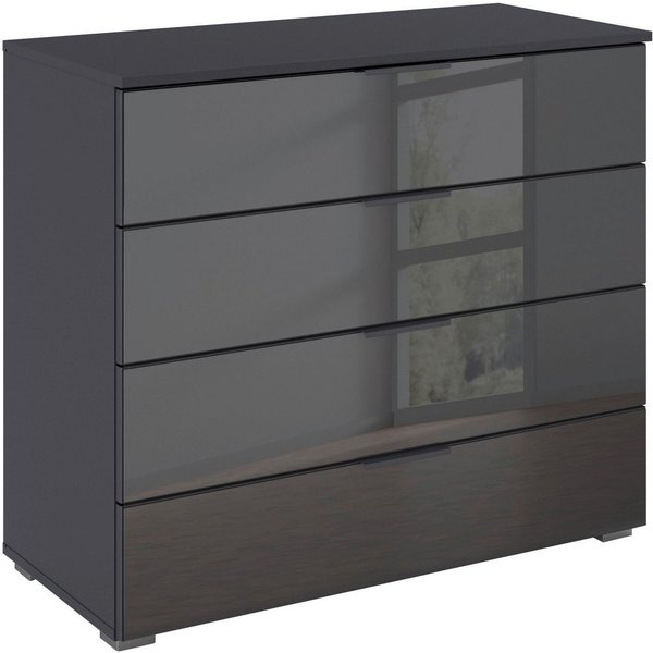 OTTO home Schubkastenkommode Sideboard Schubladenkommode Schubladenkommode AGORDO mit Glasfront (in zwei Griff-Farben, Breite 80 cm), vier große und geräumige S