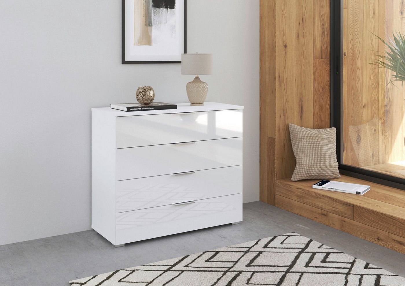 OTTO home Schubkastenkommode Sideboard Schubladenkommode AGORDO mit Dekor- oder Hochglanzfront (in zwei Griff-Farben, Breite 80 cm), vier große und geräumige Sc – Bild 2 von 5