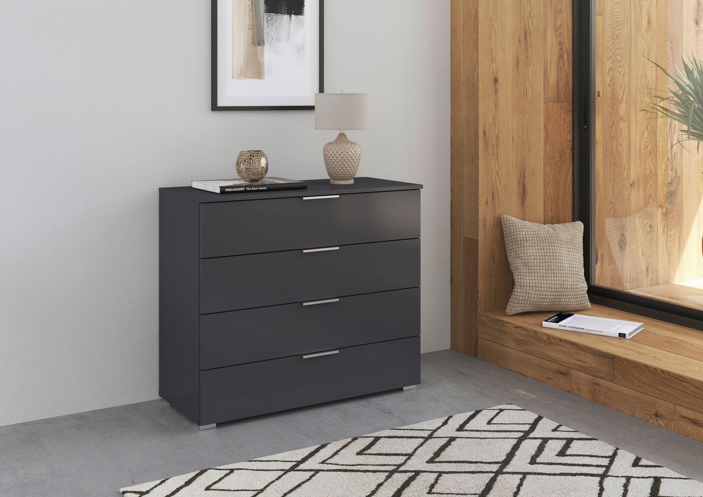 OTTO home Schubkastenkommode Sideboard Schubladenkommode AGORDO mit Dekor- oder Hochglanzfront (in zwei Griff-Farben, Breite 80 cm), vier große und geräumige Sc – Bild 2 von 5