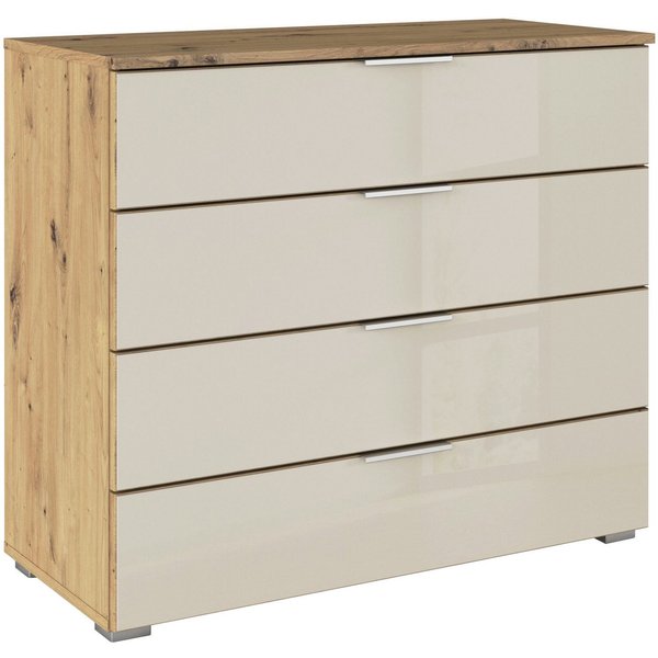 OTTO home Schubkastenkommode Sideboard Schubladenkommode Schubladenkommode AGORDO mit Glasfront (in zwei Griff-Farben, Breite 80 cm), vier große und geräumige S