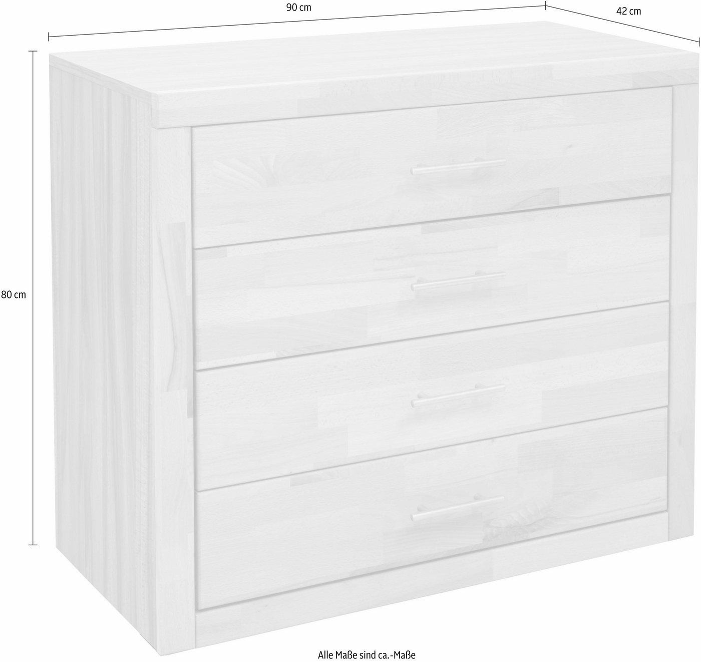 OTTO home Schubkastenkommode Triest, mit 4 Schubladen, Breite 90 cm – Bild 3 von 5