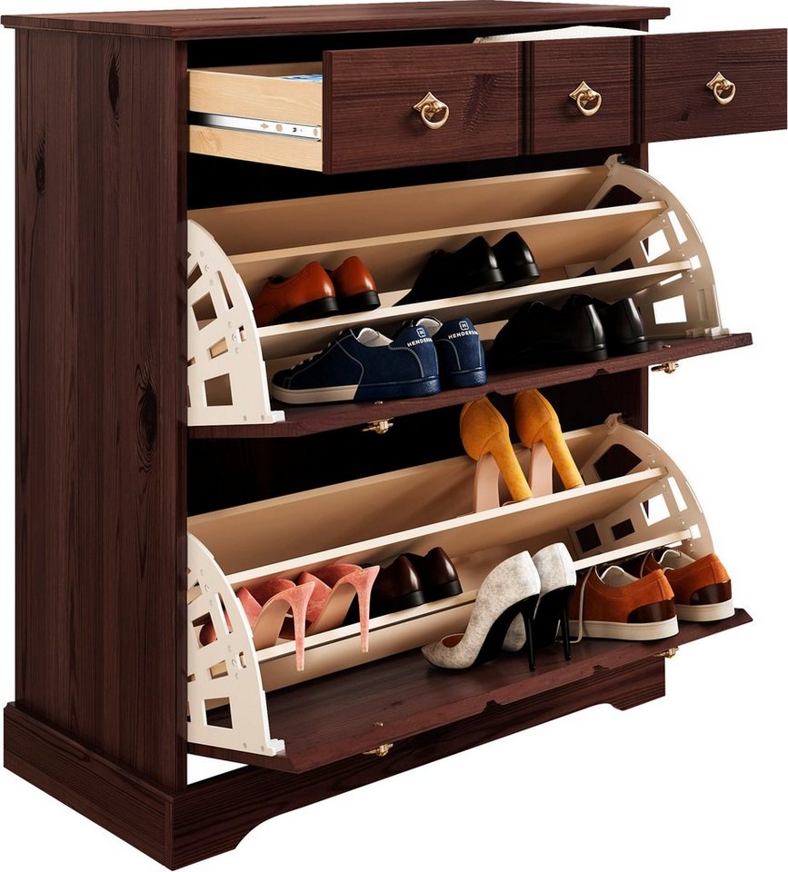 OTTO home Schuhkommode Klera, Schuhkipper, Dielenmöbel, Landhausstil (Made in Europe), aus massiver Kiefer, FSC®, Breite 81 cm, dreifache Schuhhalterung – Bild 5 von 5