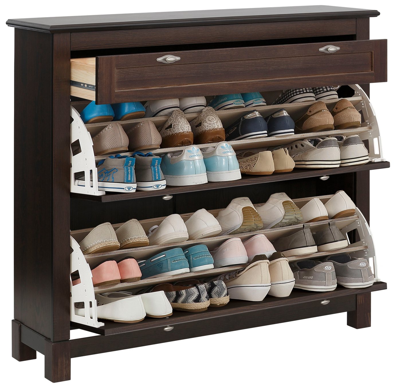 OTTO home Schuhkommode Rauna Schuhkipper, Schuhschrank (Breite 120 cm), Kiefer massiv, FSC®, 3-Fachschuhtrommel, ca. 24 Paar Schuhe – Bild 5 von 5