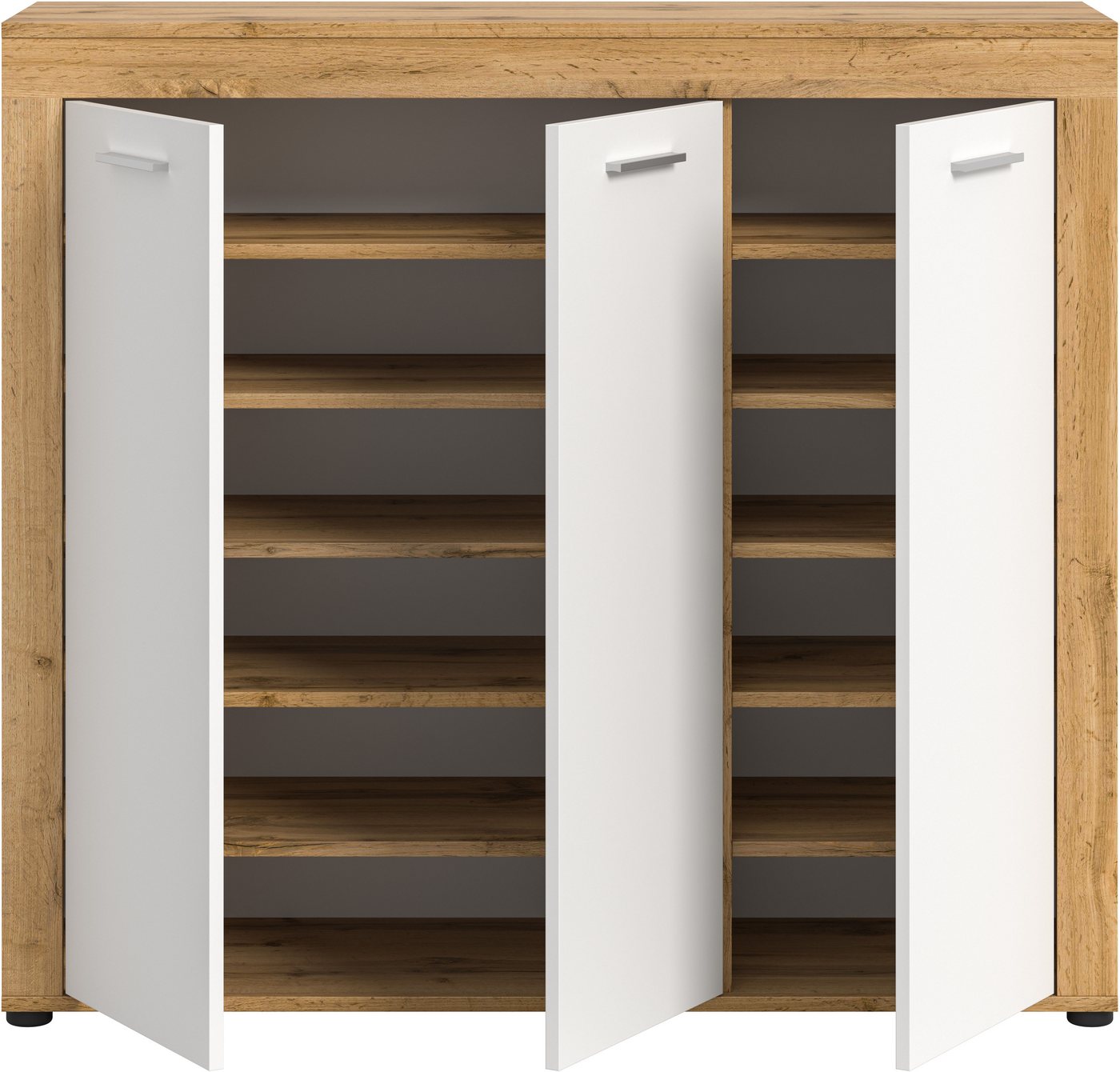 OTTO home Schuhschrank AOSTA, Höhe 108cm, 3 Türen, 10 Einlegeböden, 12 Fächer (in verschiedenen Farbausführungen erhältlich, individuell kombinierbar) Kommode,  – Bild 4 von 5