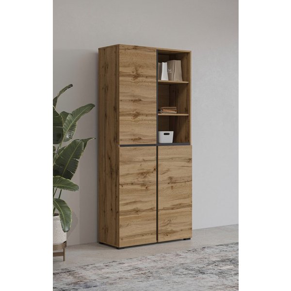 OTTO home Schuhschrank Cross, Höhe 183,5cm, modernes griffloses Schuhregal mit 3 Türen Hochschrank mit viel Stauraum, Platz für ca. 24 Paar Schuhe