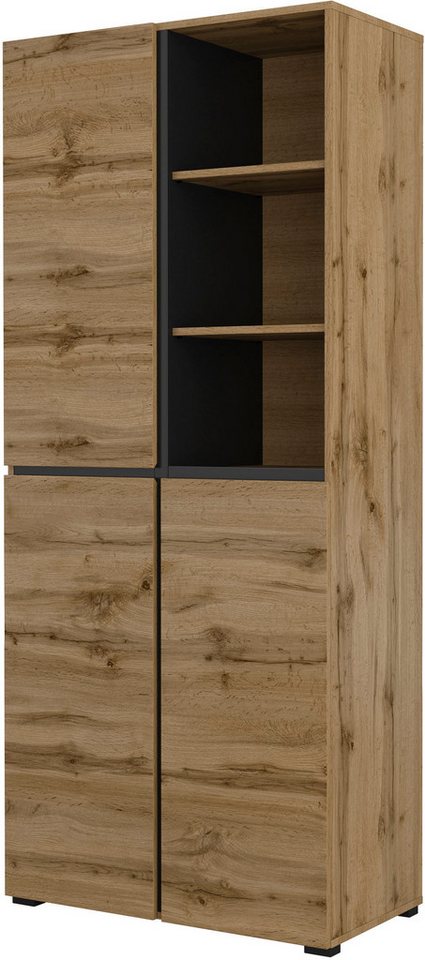 OTTO home Schuhschrank Cross, Höhe 183,5cm, modernes griffloses Schuhregal mit 3 Türen Hochschrank mit viel Stauraum, Platz für ca. 24 Paar Schuhe – Bild 2 von 5