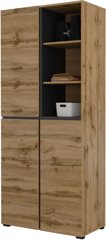 OTTO home Schuhschrank Cross, Höhe 183,5cm, modernes griffloses Schuhregal mit 3 Türen Hochschrank mit viel Stauraum, Platz für ca. 24 Paar Schuhe – Bild 3 von 5