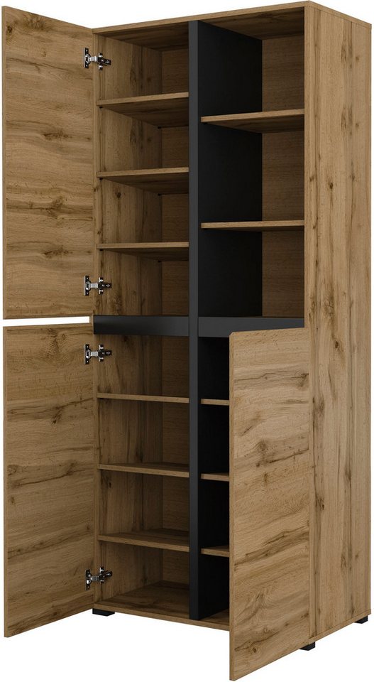 OTTO home Schuhschrank Cross, Höhe 183,5cm, modernes griffloses Schuhregal mit 3 Türen Hochschrank mit viel Stauraum, Platz für ca. 24 Paar Schuhe – Bild 4 von 5