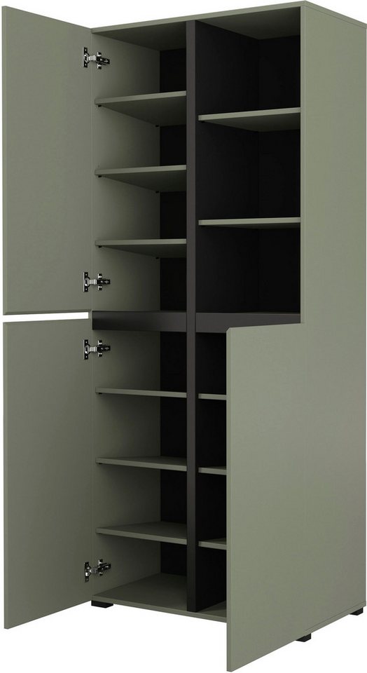 OTTO home Schuhschrank Cross, Höhe 183,5cm, modernes griffloses Schuhregal mit 3 Türen Hochschrank mit viel Stauraum, Platz für ca. 24 Paar Schuhe – Bild 4 von 5