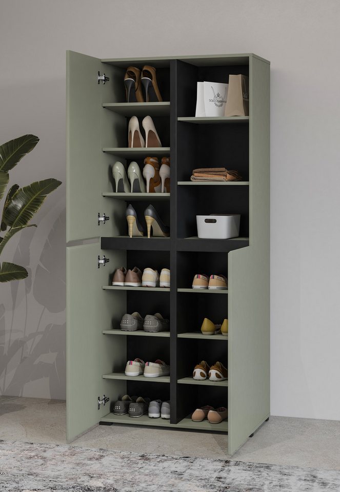 OTTO home Schuhschrank Cross, Höhe 183,5cm, modernes griffloses Schuhregal mit 3 Türen Hochschrank mit viel Stauraum, Platz für ca. 24 Paar Schuhe – Bild 5 von 5