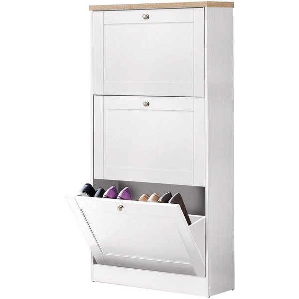 OTTO home Schuhschrank Heide Breite 70 cm, mit 3 Klappen und Facettenfront, Höhe ca. 130 cm