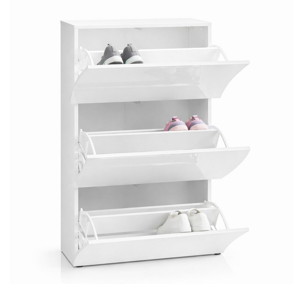 OTTO home Schuhschrank Luxor 3, Schuhklapper, Schuhkommode, Höhe 121 cm UV-lackiert, Hochglanz, grifflos, 3-Klappen – Bild 4 von 5