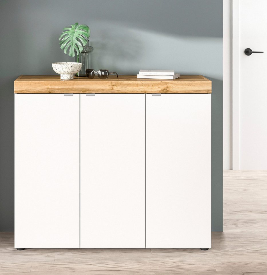 OTTO home Schuhschrank MAMBO II, Breite 115 cm, 3 Türen, 10 Einlegeböden (1-St., hängend oder stehend montierbar) Schuhschrank, Schuhkommode, Flur, Diele – Bild 2 von 5