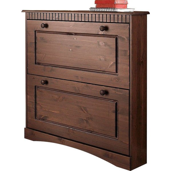 OTTO home Schuhschrank Rustic, Schukommode, Schuhkipper, Dielenmöbel (Made in Europe) aus massiver Kiefer, 2 Schuhklappen, für 6-8 Paar, Kassettenoptik