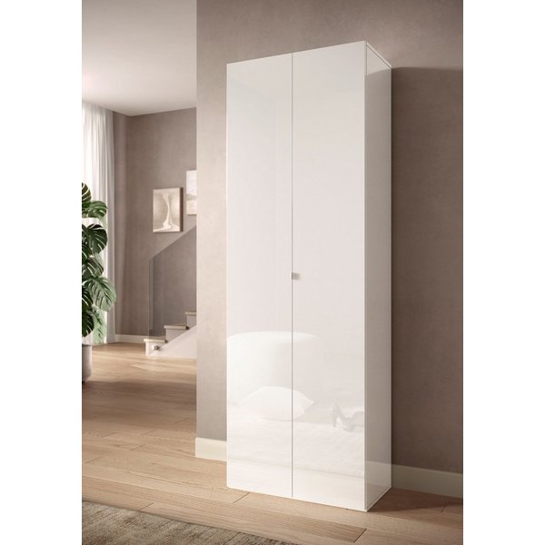 OTTO home Schuhschrank SMILE Breite 63 cm, Höhe 184 cm, Schuhregal mit 7 Ebenen, Schuhkommode in Weiss Hochglanz Lack