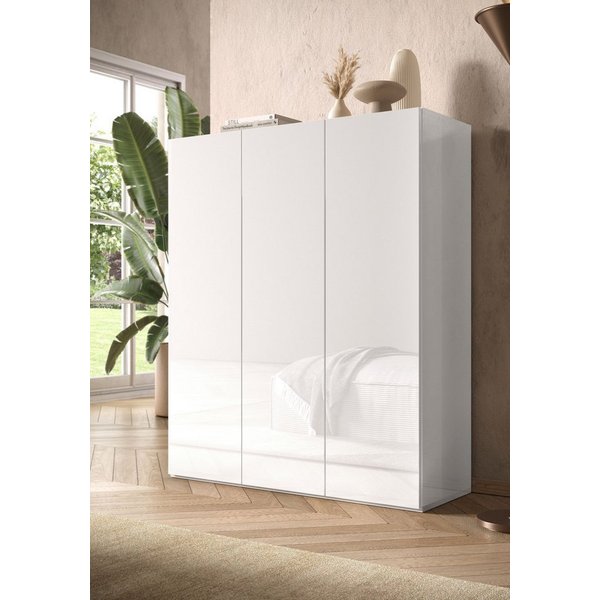 OTTO home Schuhschrank SMILE Breite 95 cm, Höhe 114 cm, Schuhregal mit 5 Ebenen, Schuhkommode in Weiss Hochglanz Lack