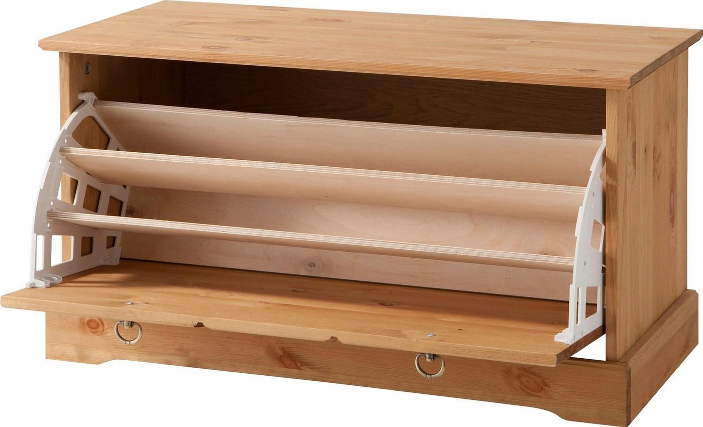 OTTO home Schuhtruhe Klera, Schuhbank, mit dekorativen Fräsungen, Lanhausstil (Made in Europe), Breite 81 cm, aus massiver Kiefer, FSC®-zertifiziert – Bild 4 von 5