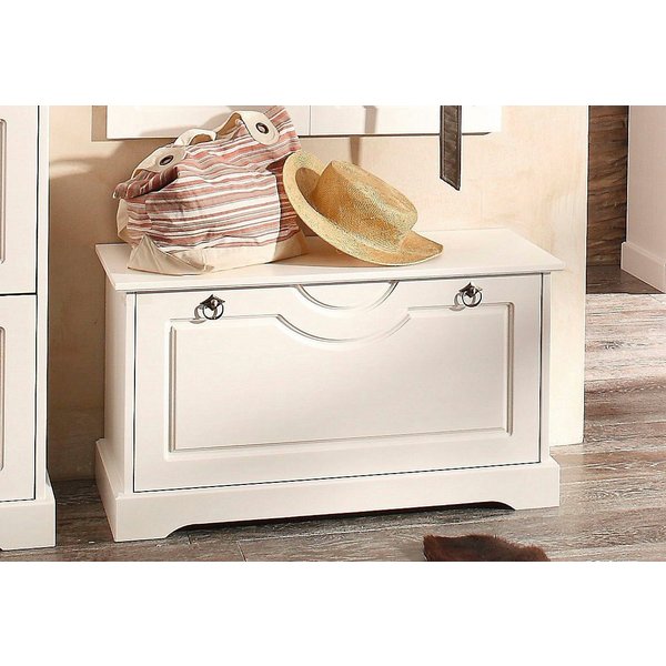 OTTO home Schuhtruhe Klera, Schuhbank, mit dekorativen Fräsungen, Lanhausstil (Made in Europe), Breite 81 cm, aus massiver Kiefer, FSC®-zertifiziert