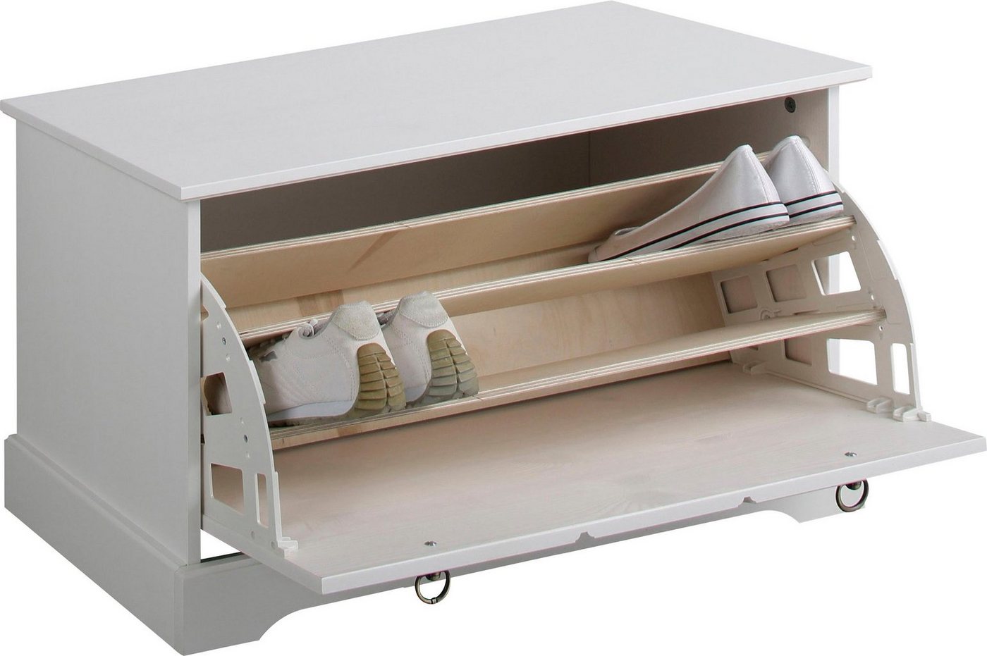 OTTO home Schuhtruhe Klera, Schuhbank, mit dekorativen Fräsungen, Lanhausstil (Made in Europe), Breite 81 cm, aus massiver Kiefer, FSC®-zertifiziert – Bild 5 von 5