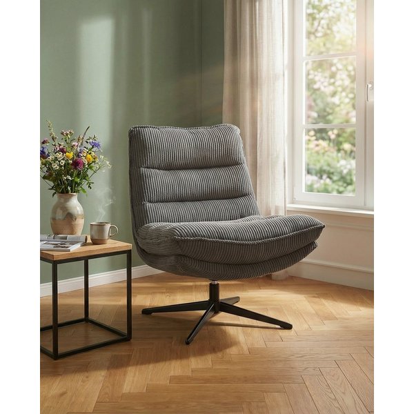 OTTO home Sessel AVAA, Loungesessel im softem Cord-Bezug, 360° Grad drehbar, Relax- und TV-Sessel