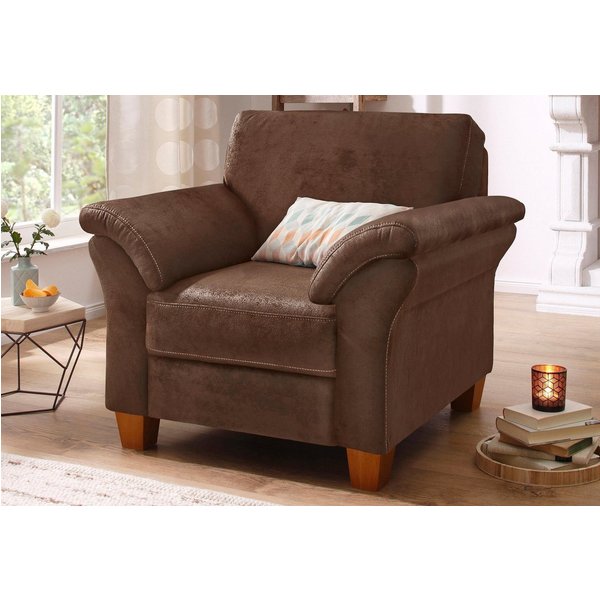 OTTO home Sessel Borkum, B: 101 cm, Federkern-Polsterung, komfortable Sitzhöhe 46 cm, Frei im Raum stellbar, Massivholzfüße, wohnliches Design