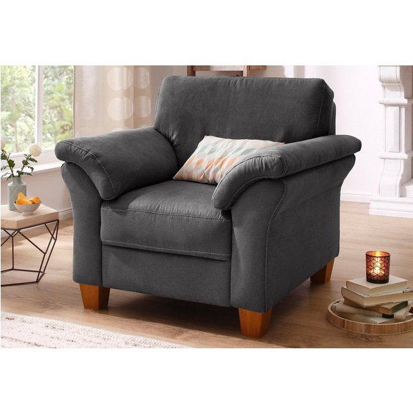 OTTO home Sessel Borkum, B: 101 cm, Federkern-Polsterung, komfortable Sitzhöhe 46 cm, Frei im Raum stellbar, Massivholzfüße, wohnliches Design