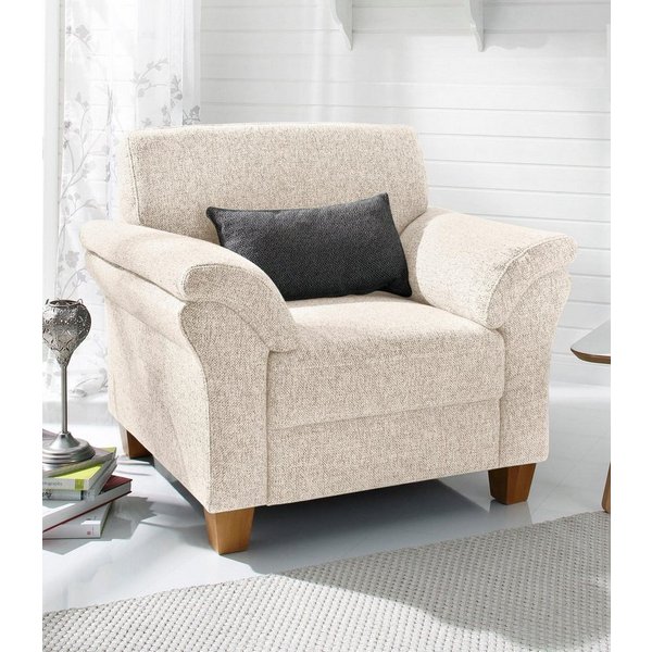 OTTO home Sessel Borkum, B: 101 cm, Federkern-Polsterung, komfortable Sitzhöhe 46 cm, Frei im Raum stellbar, Massivholzfüße, wohnliches Design