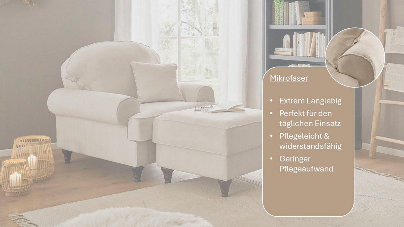 OTTO home Sessel Westminster, Set in hochwertigem Microfaserbezug, 5 Farben verfügbar (Set, 2-St., 1Sessel, 1 Hocker), Enthält Sessel & Hocker, Federkern-Polste – Bild 3 von 5