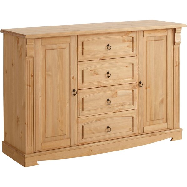 OTTO home Sideboard Anna, Kommode, im Landhausstil, Made in EU (Gesamtmaße (B/T/H): ca. 140/44/88 cm), Kommode, Breite 140 cm, 4 Schubladen, 2 Türen, Massivholz