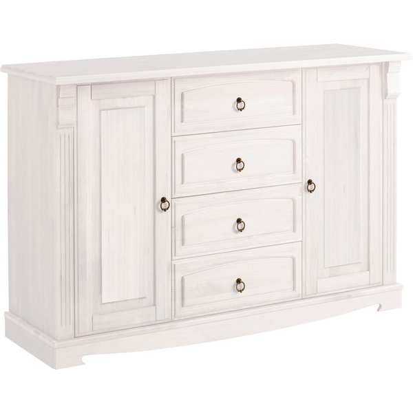 OTTO home Sideboard Anna, Kommode, im Landhausstil, Made in EU (Gesamtmaße (B/T/H): ca. 140/44/88 cm), Kommode, Breite 140 cm, 4 Schubladen, 2 Türen, Massivholz
