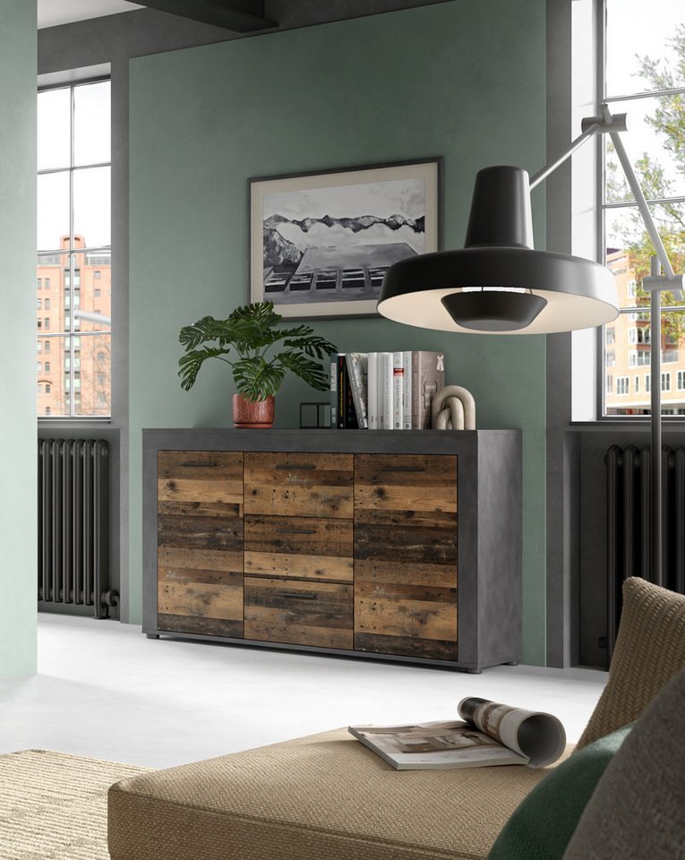 OTTO home Sideboard AOSTA, Breite 125 cm, 2 Türen, 3 Schubkästen, 4 Fachböden (in verschiedenen Farbausführungen, individuell kombinierbar), Kommode, Schrank, A – Bild 2 von 5