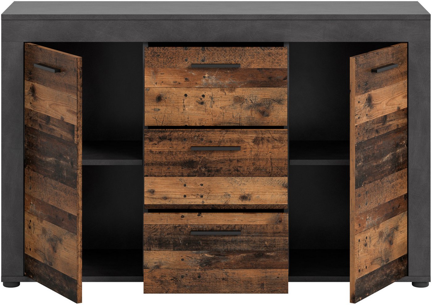 OTTO home Sideboard AOSTA, Breite 125 cm, 2 Türen, 3 Schubkästen, 4 Fachböden (in verschiedenen Farbausführungen, individuell kombinierbar), Kommode, Schrank, A – Bild 5 von 5