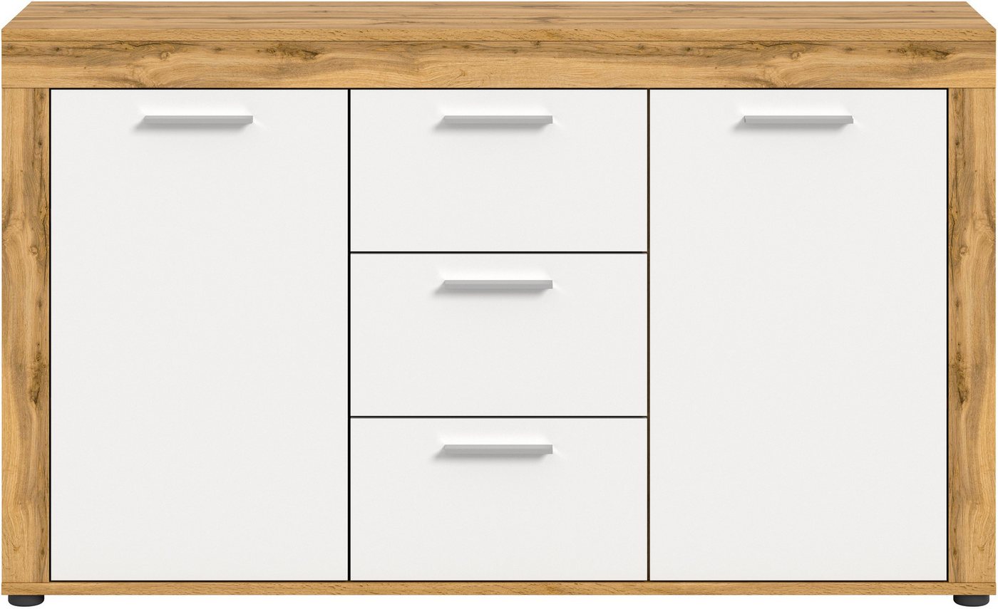 OTTO home Sideboard AOSTA, Breite 125 cm, 2 Türen, 3 Schubkästen, 4 Fachböden (in verschiedenen Farbausführungen, individuell kombinierbar), Kommode, Schrank, A – Bild 4 von 5