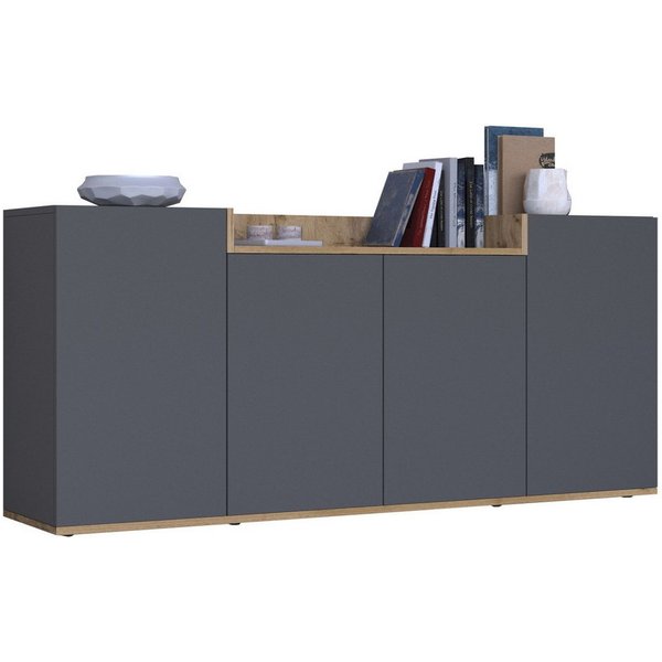 OTTO home Sideboard BOLSENA, Kommode, Schrank,Lowboard mit 6 Fächer und offenes Ablagefach (1 St), stehend/hängend montierbar, Made in Italy, B/T/H: 160 × 35 × 