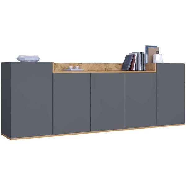 OTTO home Sideboard BOLSENA, Kommode, Schrank,Lowboard mit 8 Fächer und offenes Ablagefach (1 St), stehend/hängend montierbar, Made in Italy, B/T/H: 200 × 35 × 