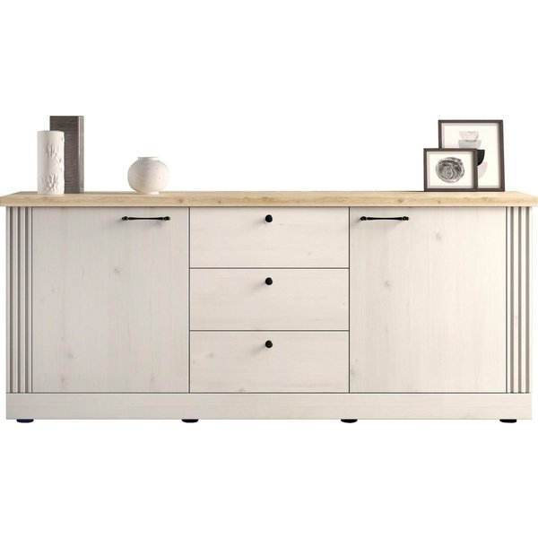 OTTO home Sideboard Country Breite 211 cm, Kommode 2 Türen u. 3 Schubkästen, Anrichte, im Landhausstil, viel Stauraum, mit Metallgriffe, MDF Rahmen