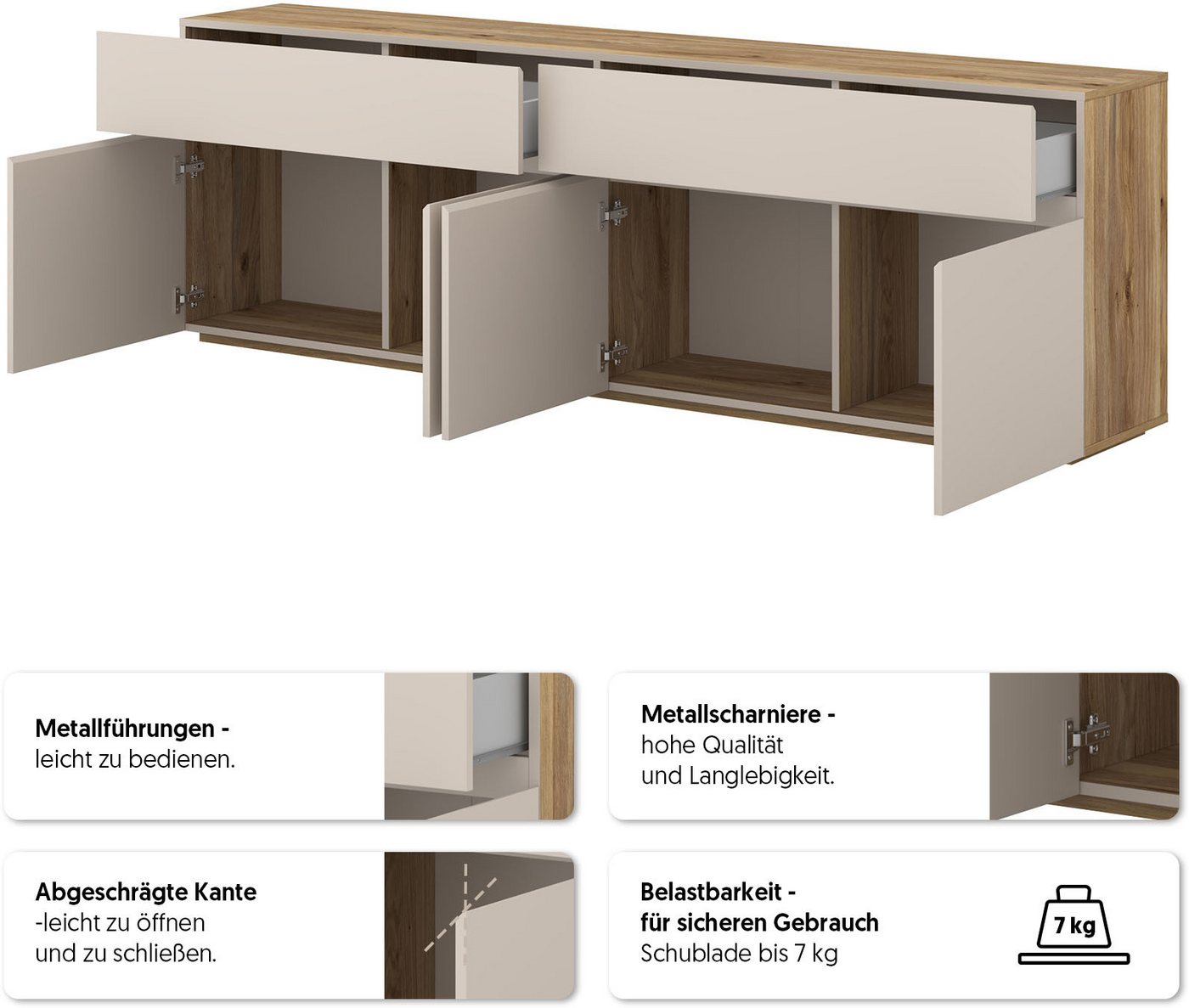 OTTO home Sideboard Criss, Schubladenkommode mit viel Stauraum, vielseitig einsetzbar – Bild 3 von 5